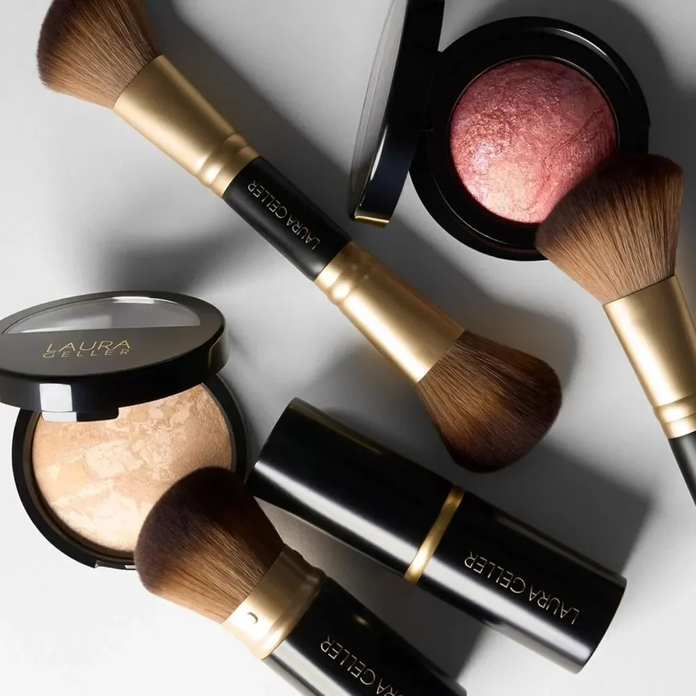 Laura Geller 2pc Retractable Airbrush Kabuki Brush + Dual-Ended Makeup Brush Set
